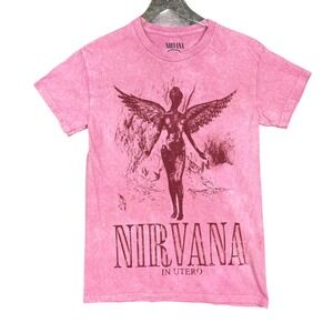 Nirvana Band Tee Mens Medium Pink In Utero T-Shirt Pink Graphic Grunge‎ NWOT